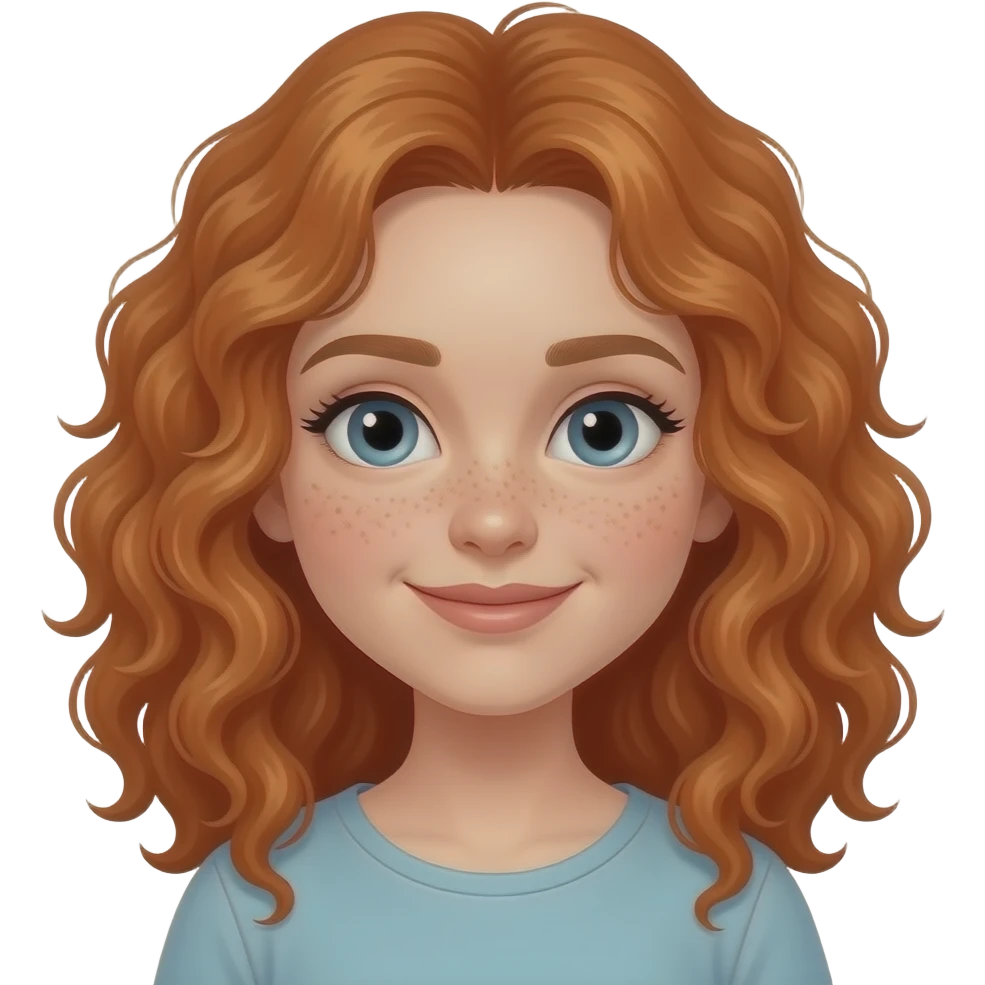 Fille rousse bouclés tâches de rousseur Cricket emoji