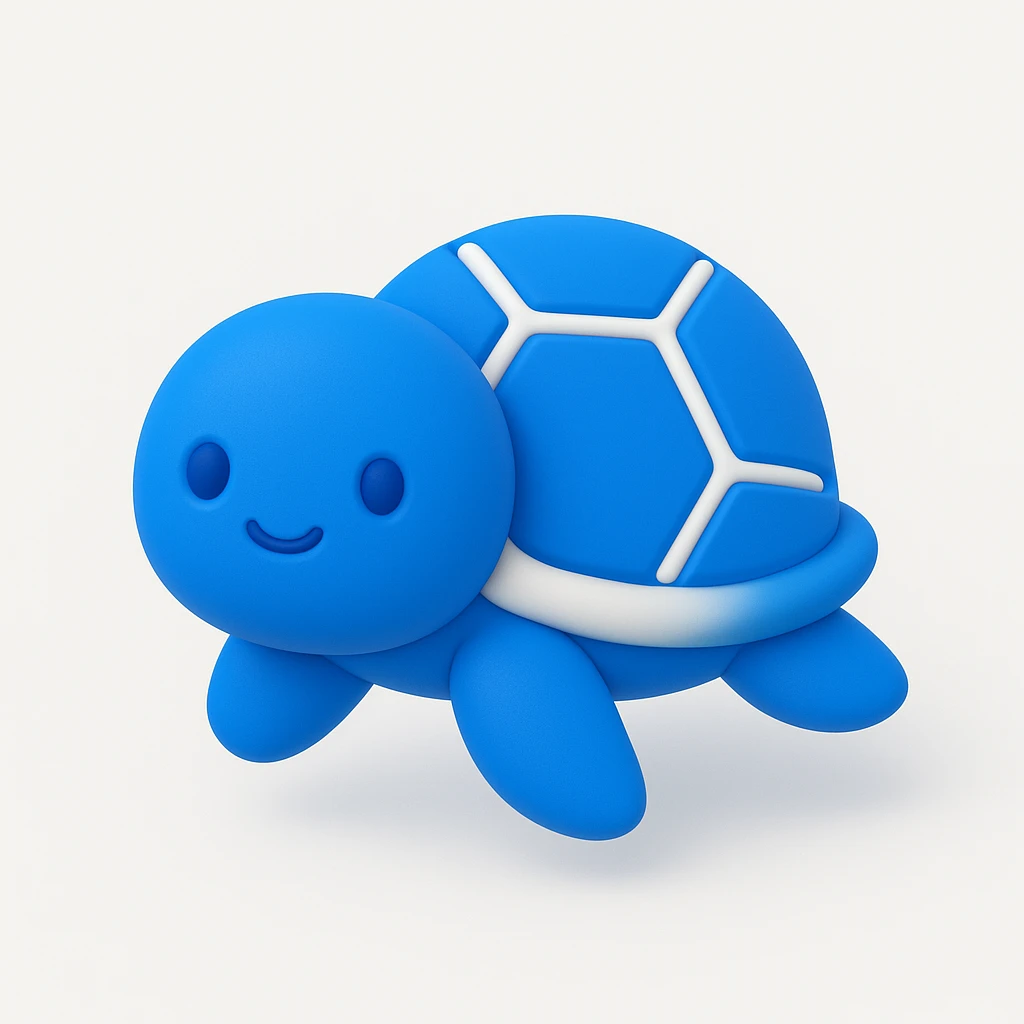 chibi-style 3D turtle with a round face and tiny paws emoji