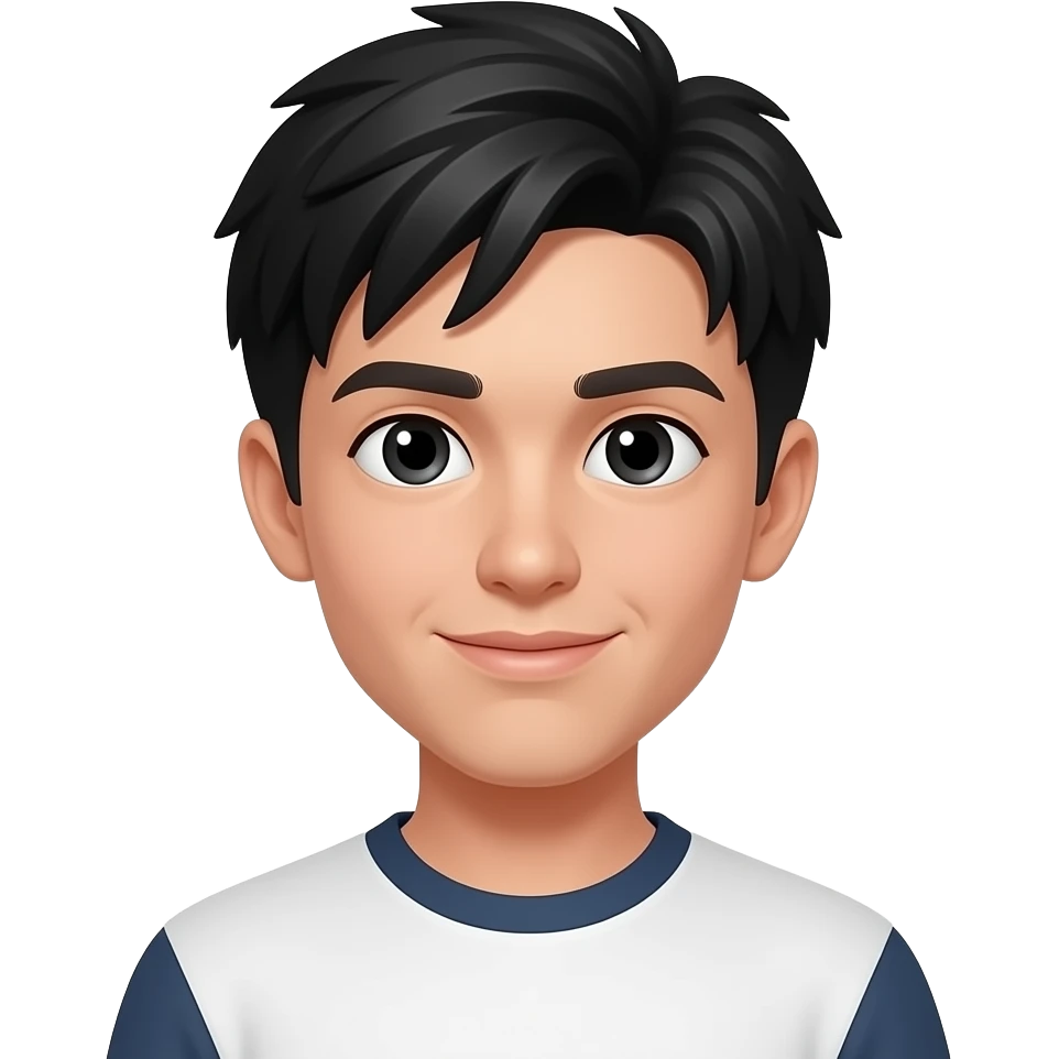 young looking man black hair emoji