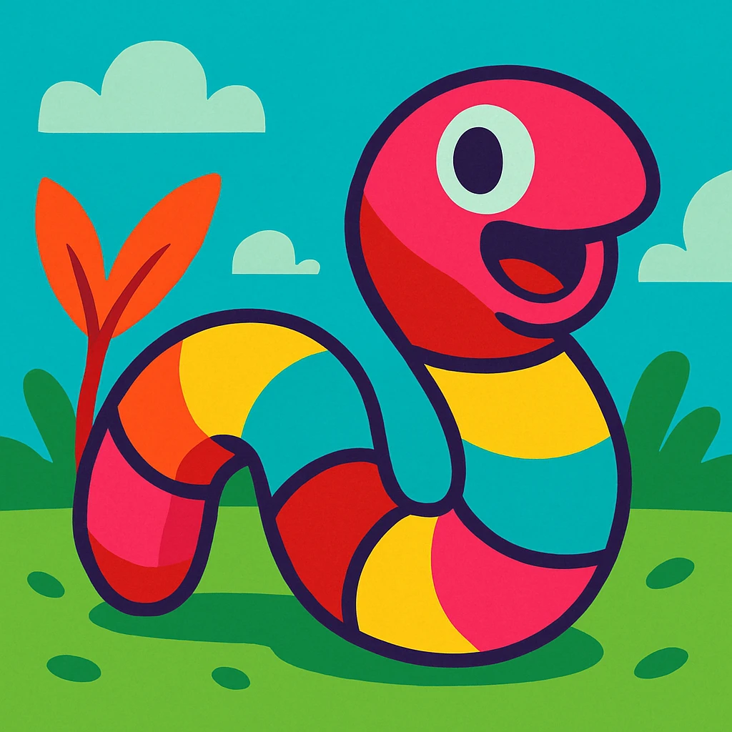 colorful cartoon worm emoji