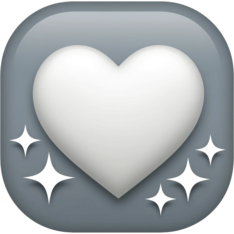 Emoji de corazón blanco de iPhone con emoji de destellos de iPhone al rededor emoji