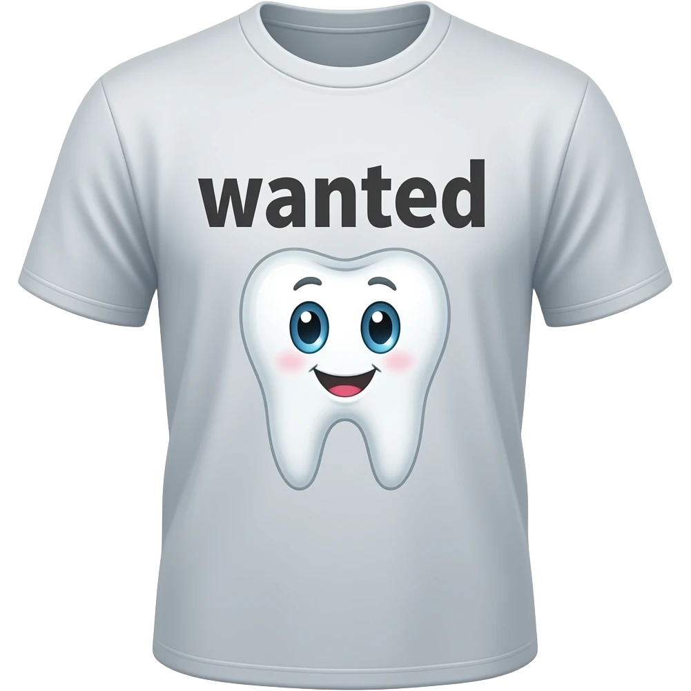 funny tshirt with tooth and word "wanted" on it emoji