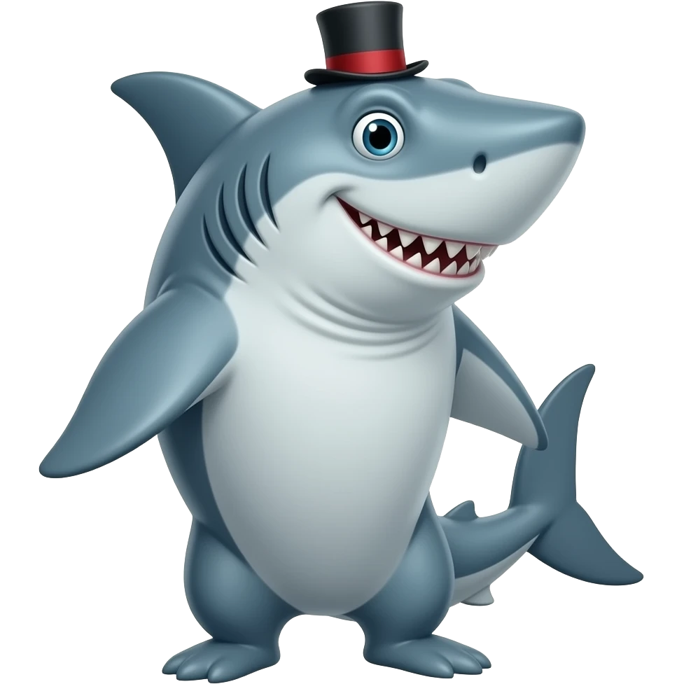 Shark with a top hat emoji