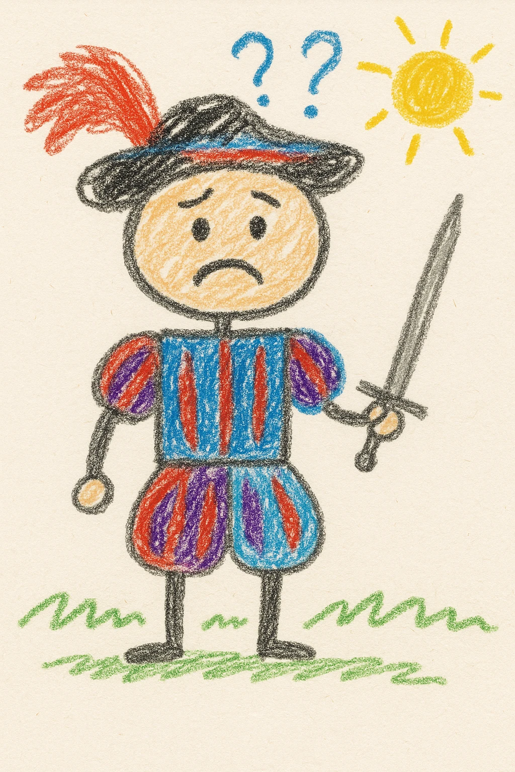 Landsknecht mercenary with a confused expression emoji