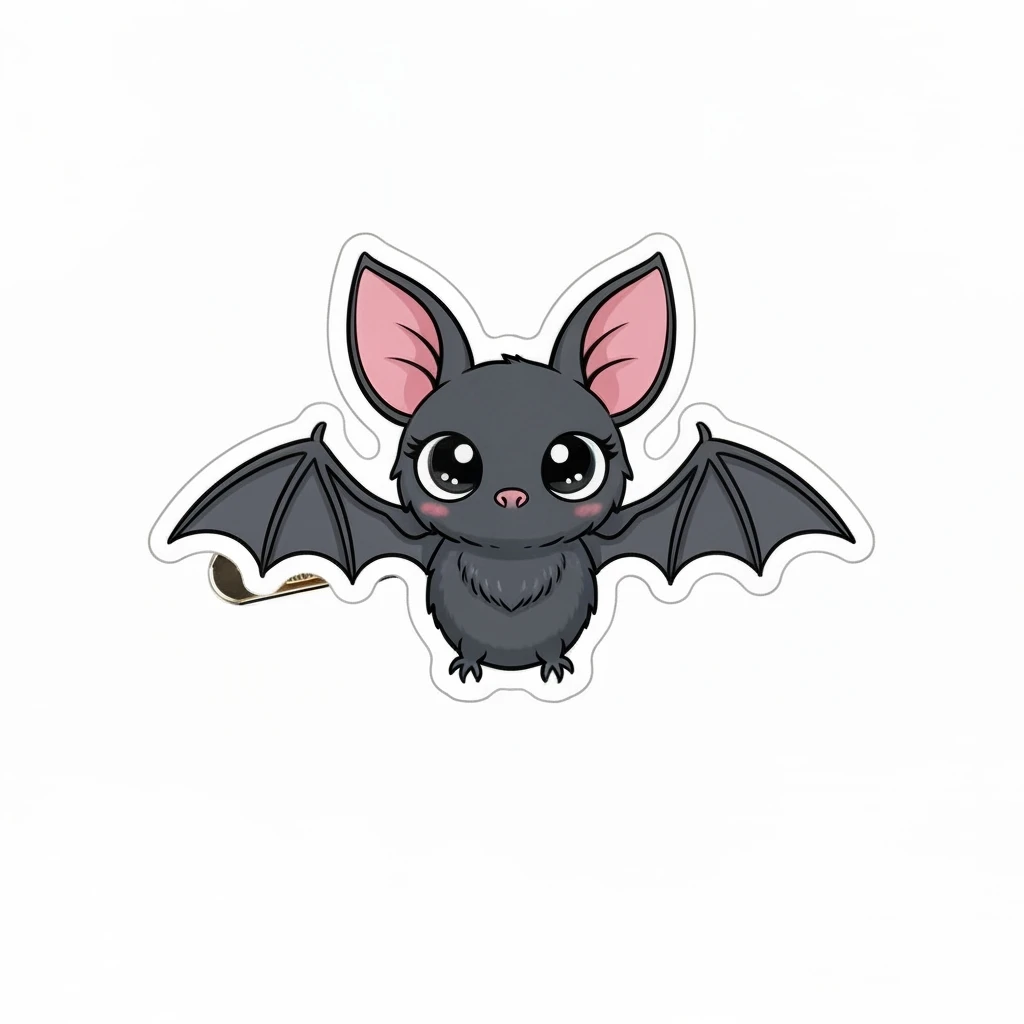 goth bat hair clip, cute, expressive, minimal, transparent background emoji