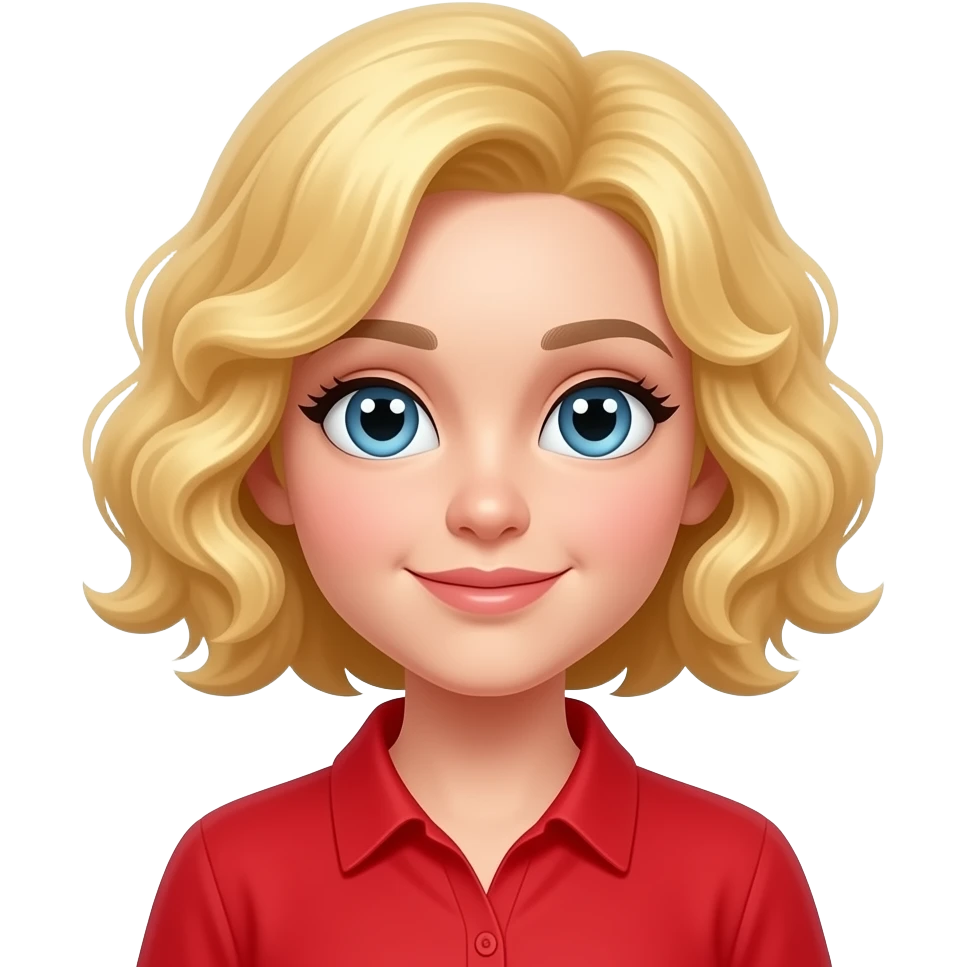 blonde curly bob heart in the eyes in red shirt emoji