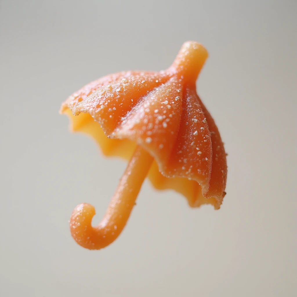 photorealistic dalgona candy with umbrella shape, inspired by Squid Game emoji
