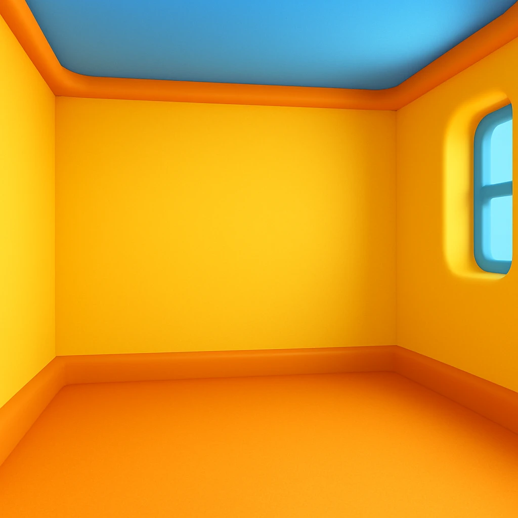 create an empty 3d cartoony room, make it emoji emoji