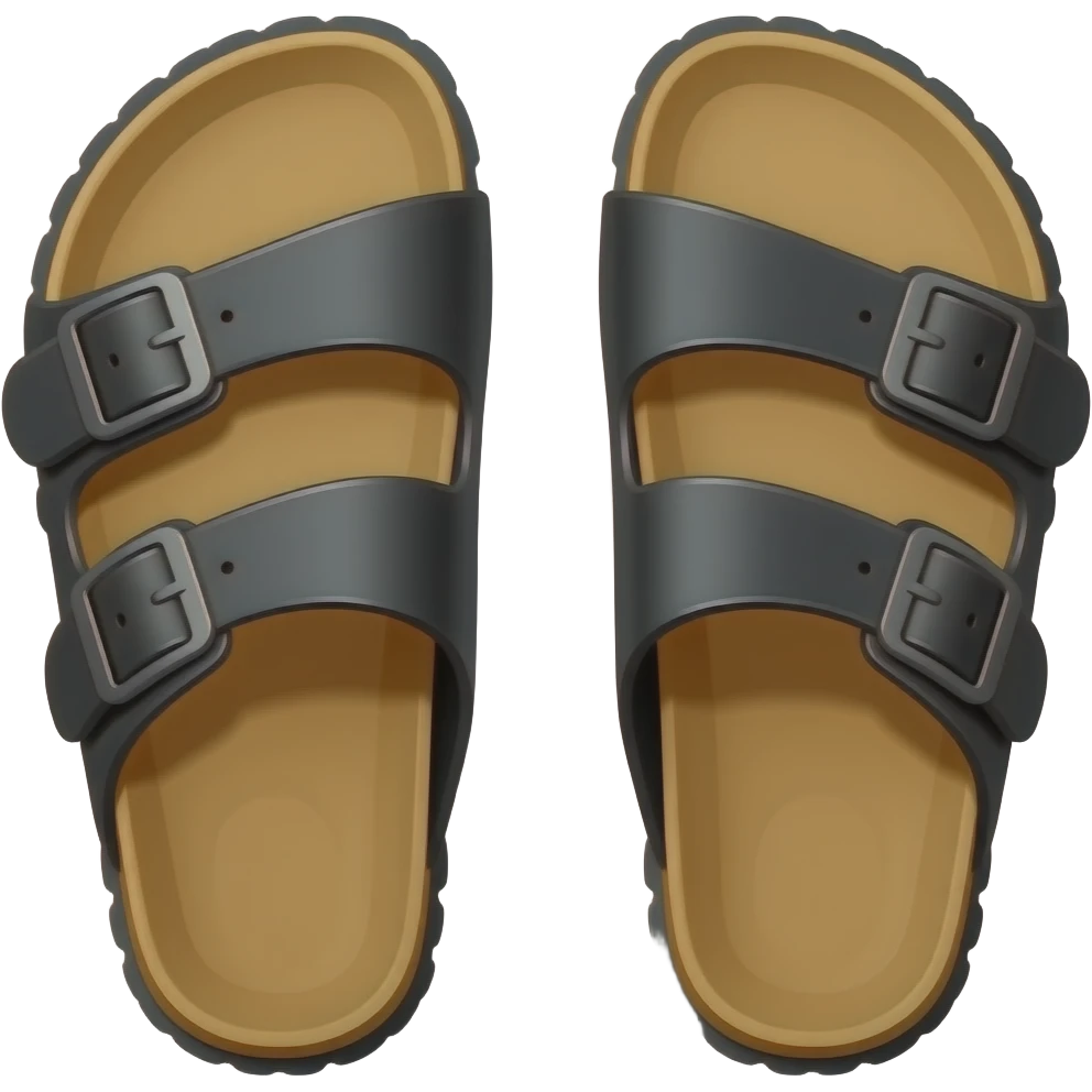classic birkenstocks with black straps pointing upwards emoji