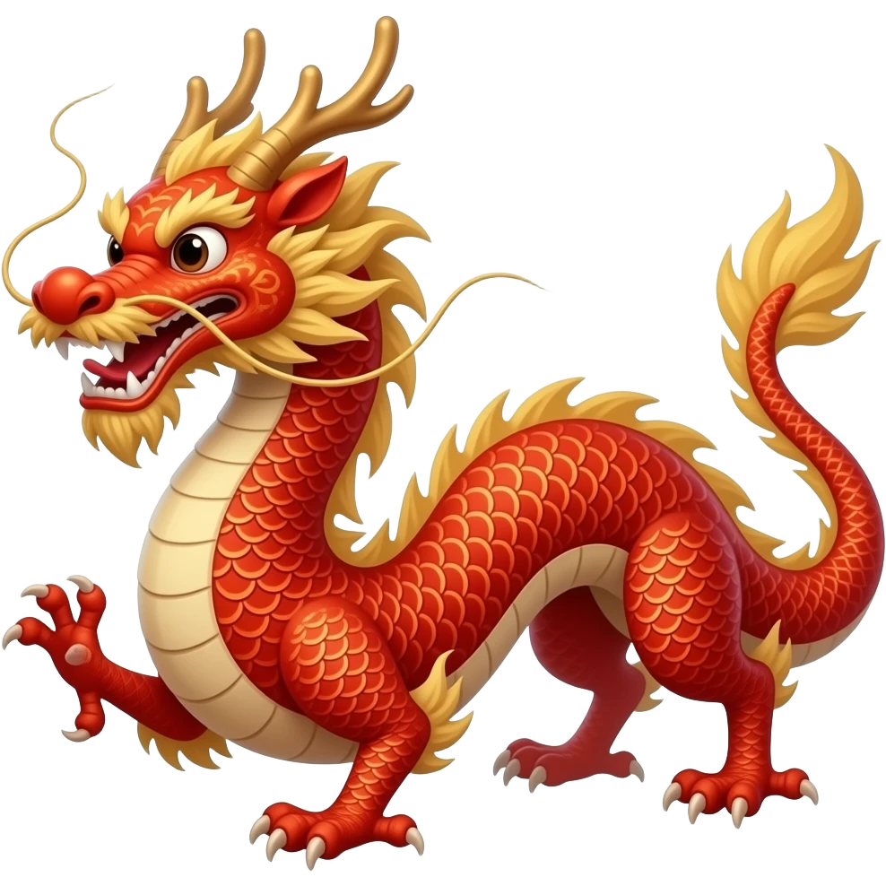 Red unique relaisitic dragon chinese dragon emoji