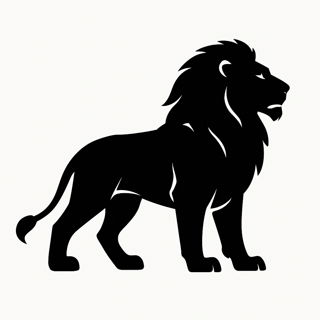 Lion black silhouette white background emoji