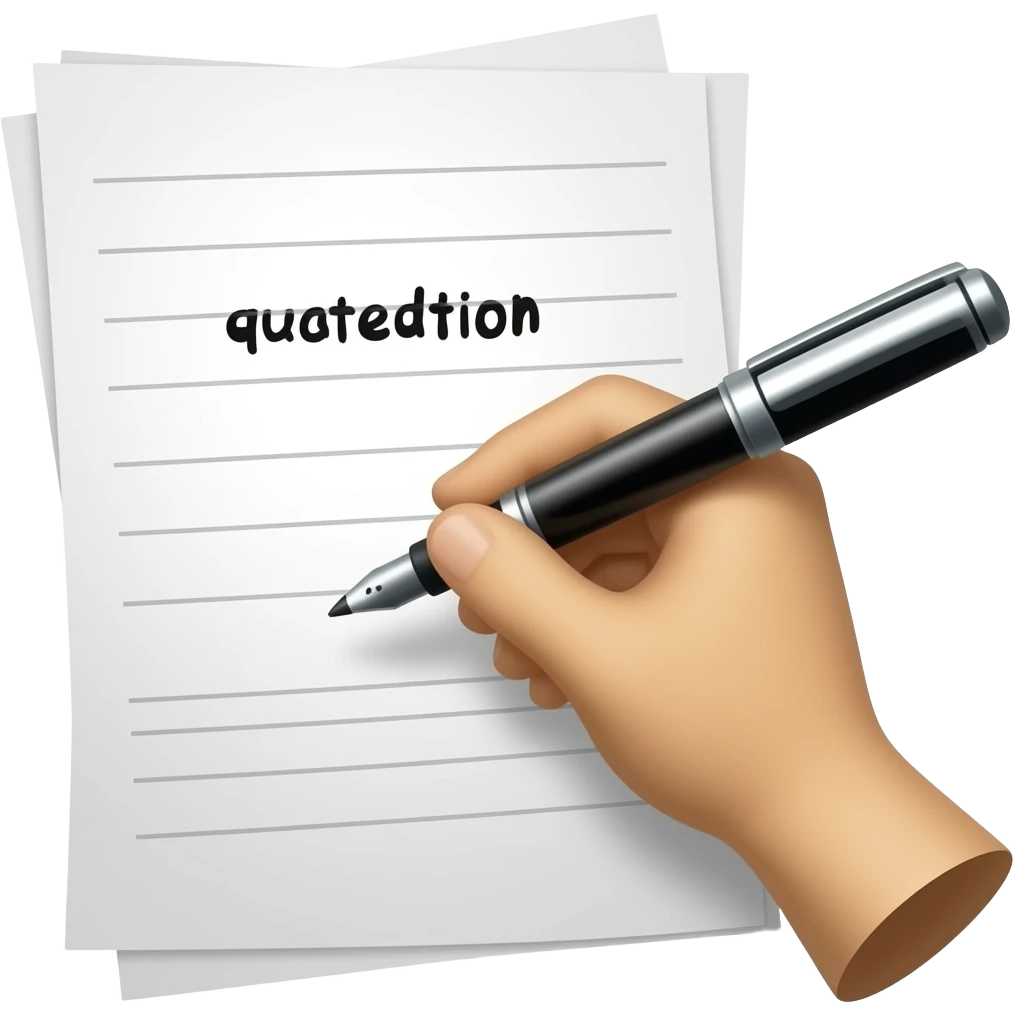 pen writing quotation on paper for policy. Use english emoji
