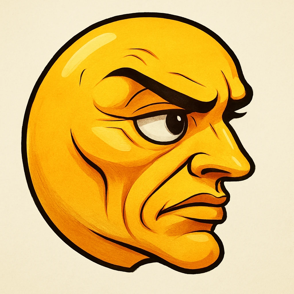 yellow face emoji with dramatic side profile emoji