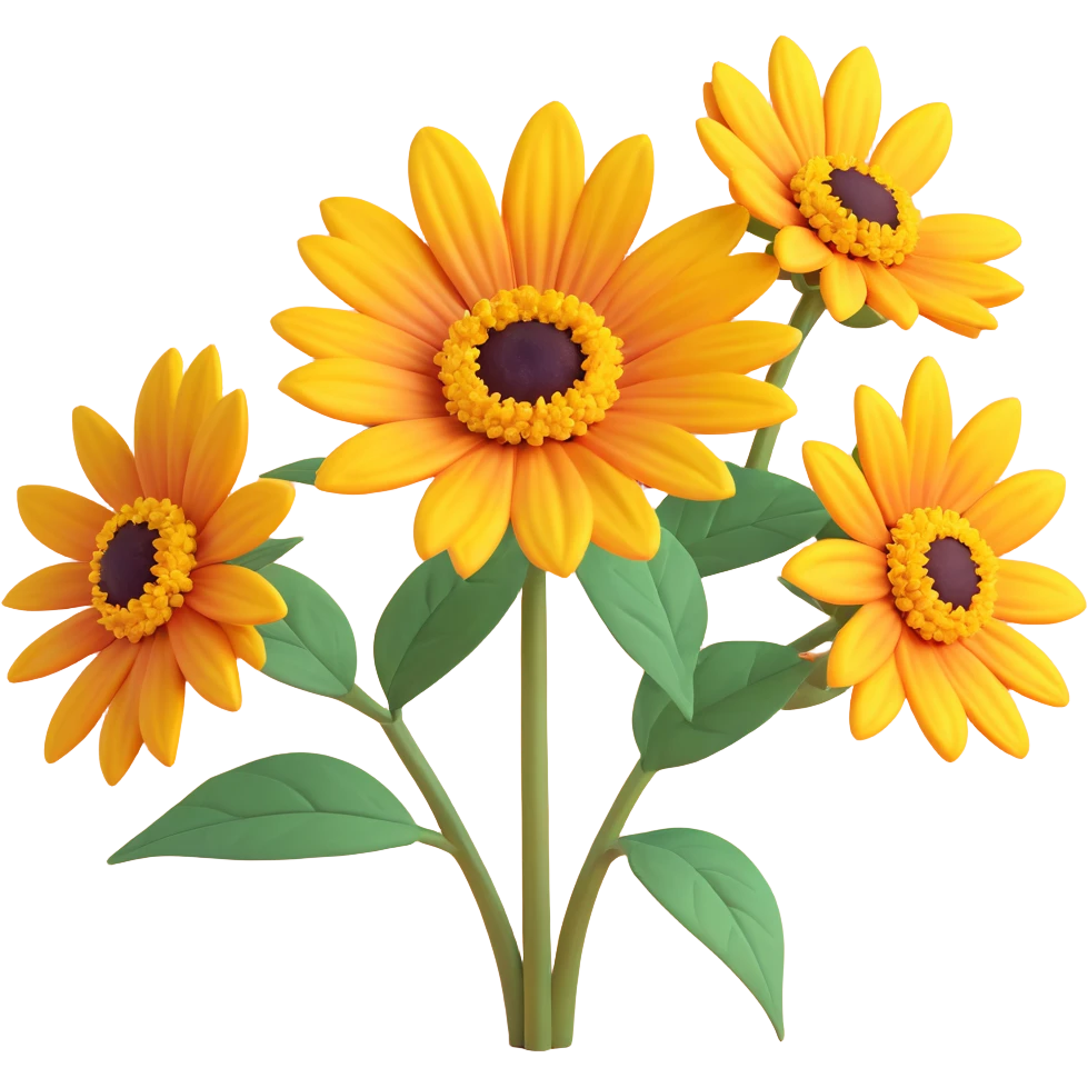 heliopsis flower, 3D, iOS style, close-up, realistic texture, pastel colors, minimalism emoji