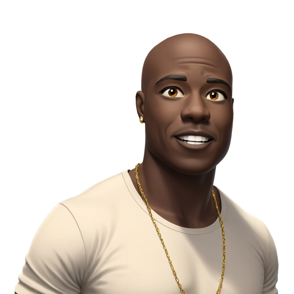 bald dark-skinned male with jewelry emoji