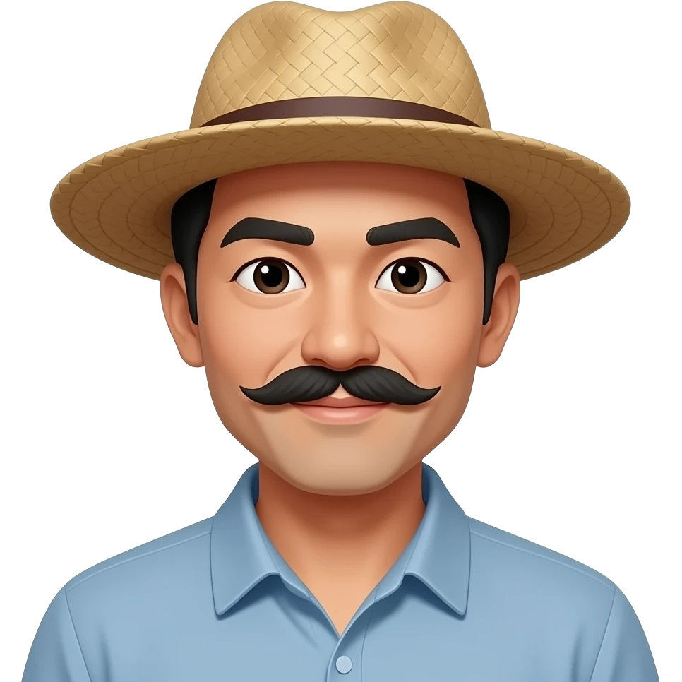 Asian with straw hat and long mustache emoji