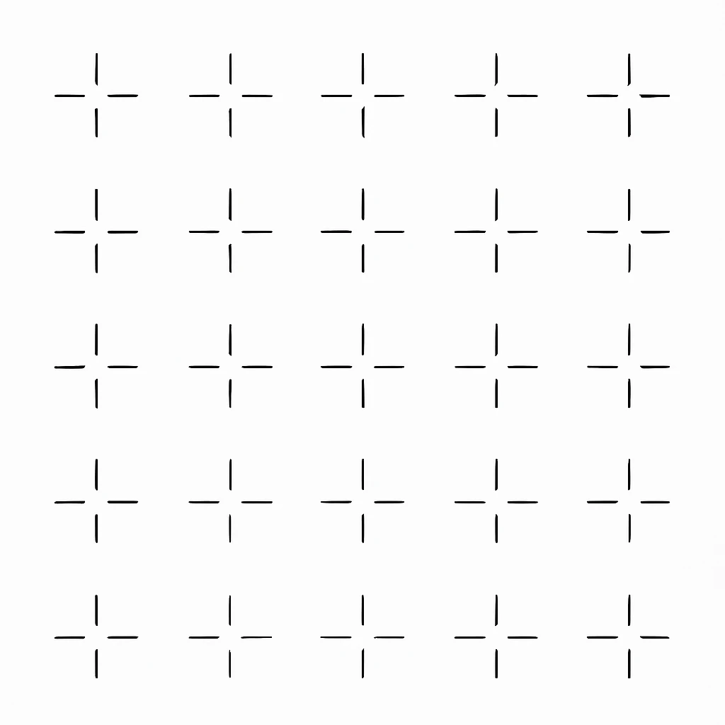 a series of layout markings spaced in an even symmetrical grid, as in camera viewfinder crosshairs. black and white high contrast, precision optics. this is the blank unit high resolution template emoji