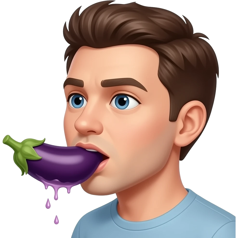 Sucking a eggplant dripping spit emoji