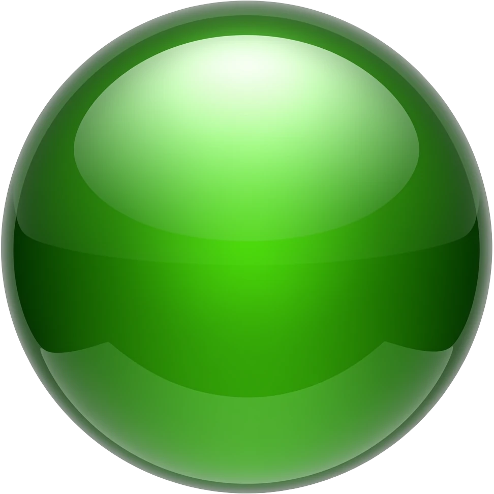 a 3D green shiny reflective sphere emoji