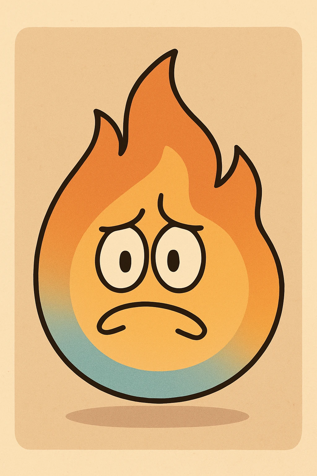 classic fire emoji with blue to orange gradient, flat style, bold and clean, matching reference image emoji