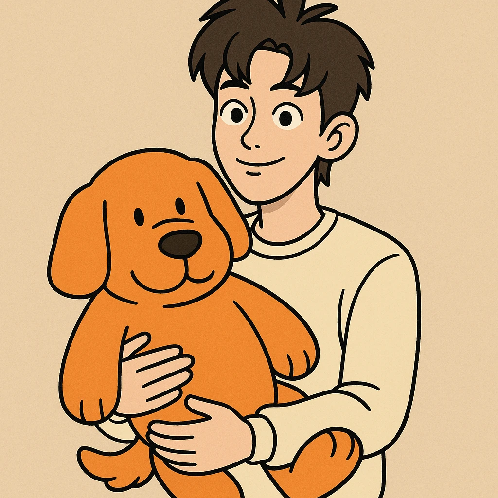  Zhang Zhenyuan holding orange giant dog plush  emoji