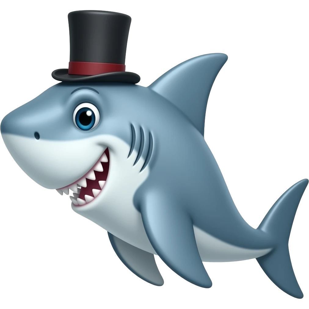 Shark with a top hat emoji