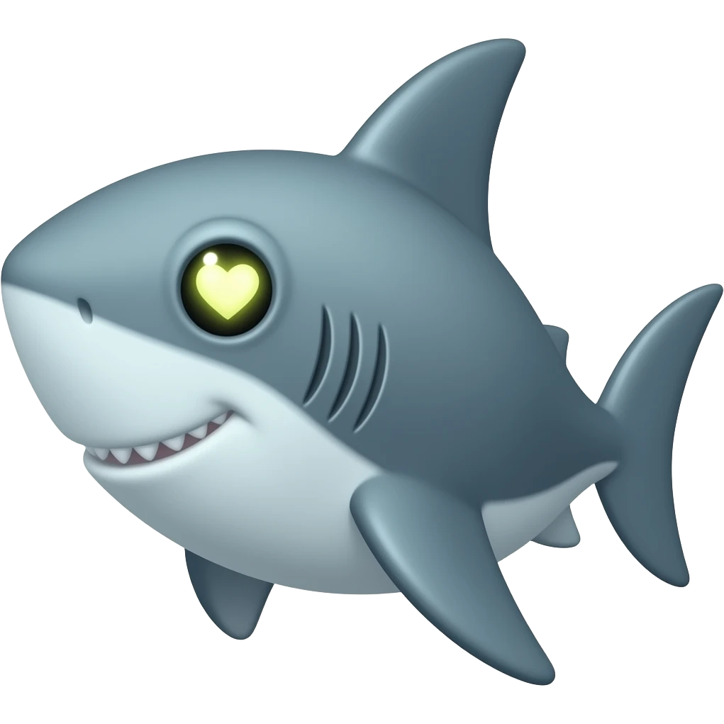 Shark with glowing eye heart emoji