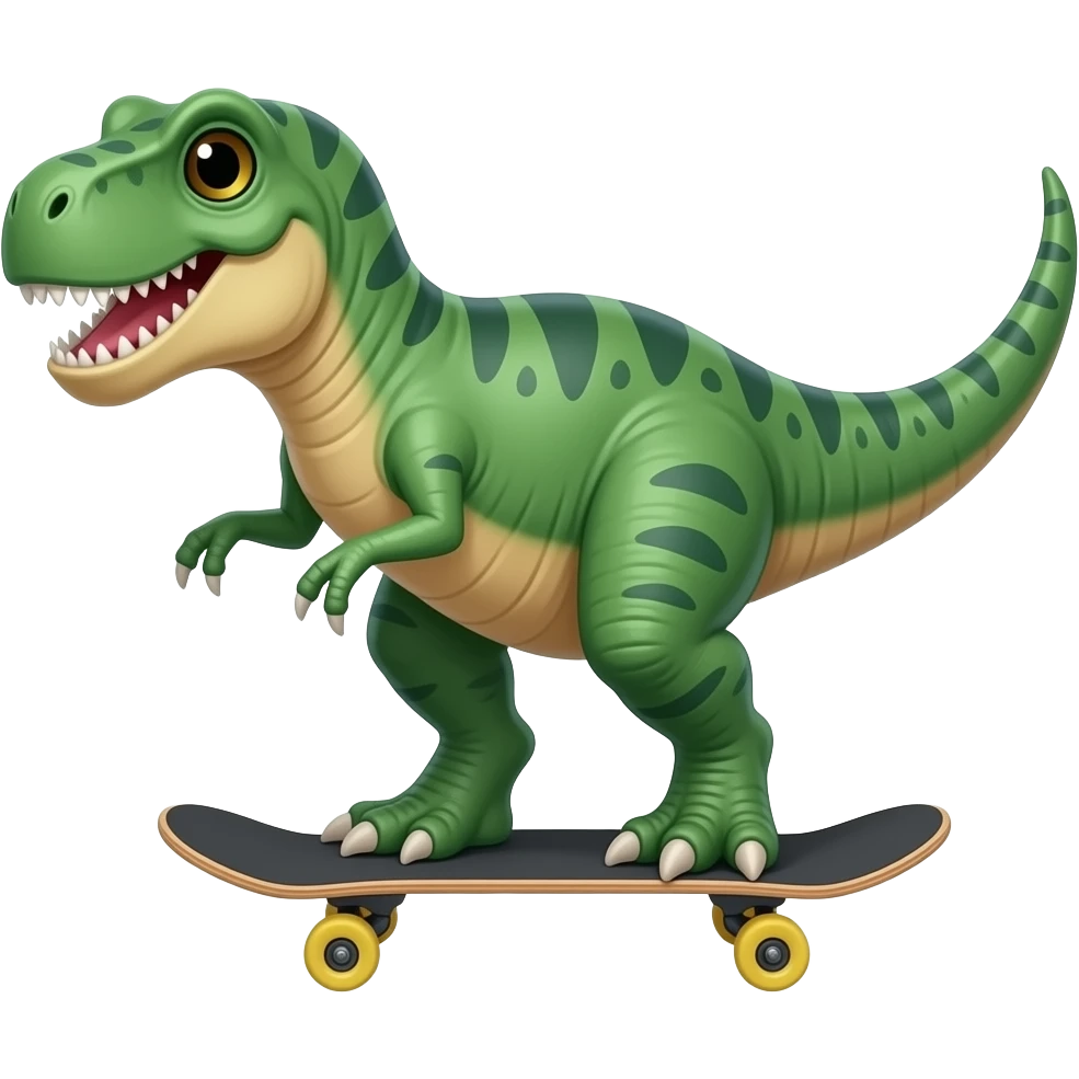 Dinosaur on a skateboard emoji