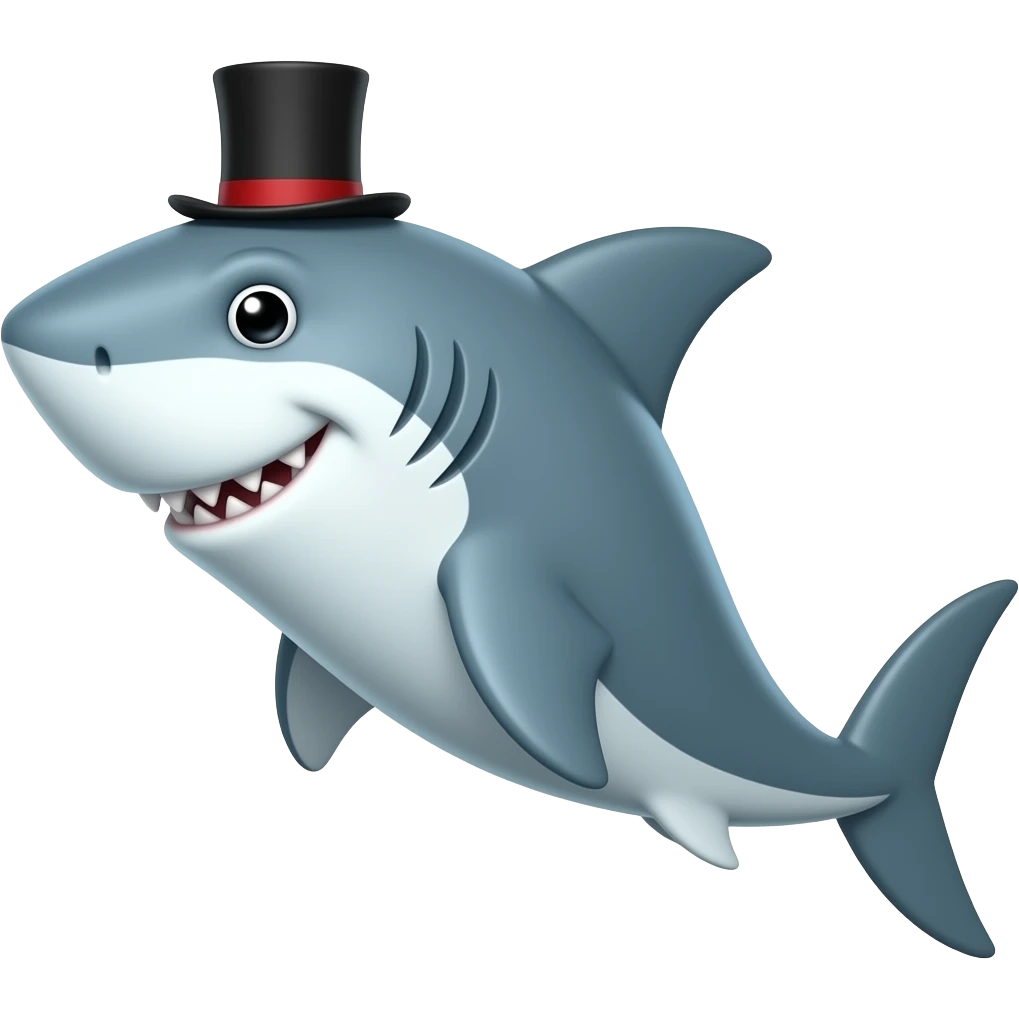 Shark with a top hat emoji
