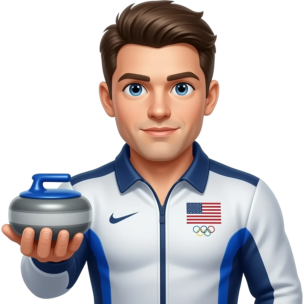 USA Olympic curler male with blue stone emoji