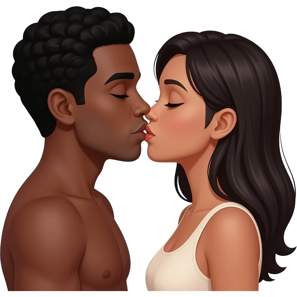 Naked kissing black couple emoji