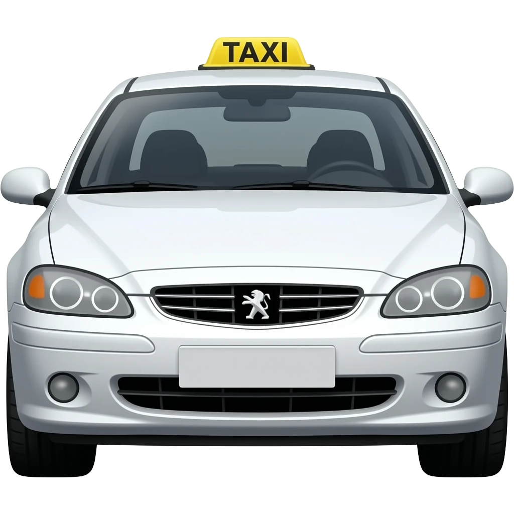 Génère moi la Peugeot 406 de taxi 1 en blanche vue de face stp emoji