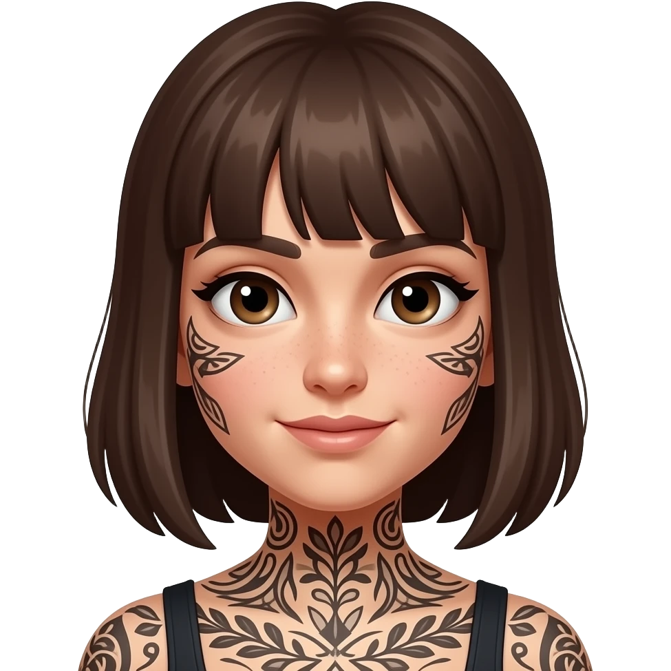 girl with tattoo face emoji