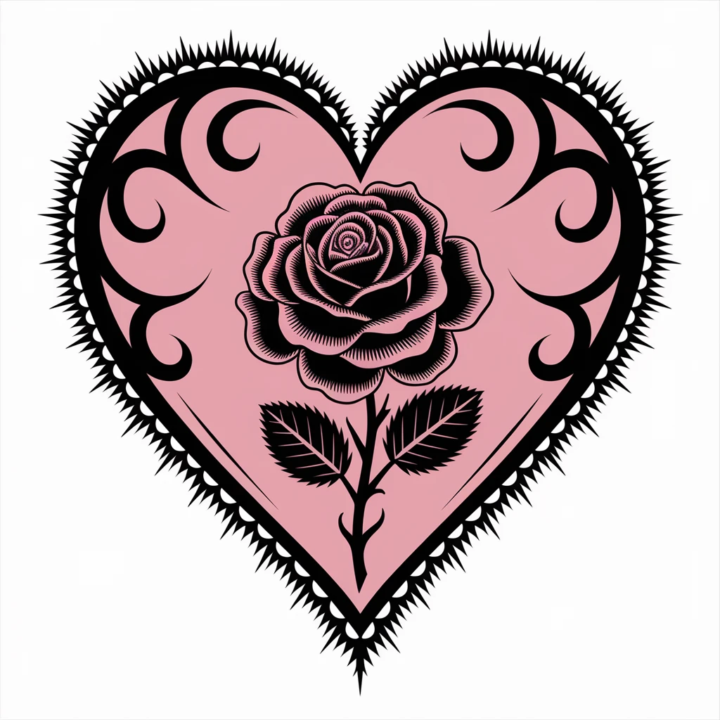 gothic heart with a black lace rose emoji