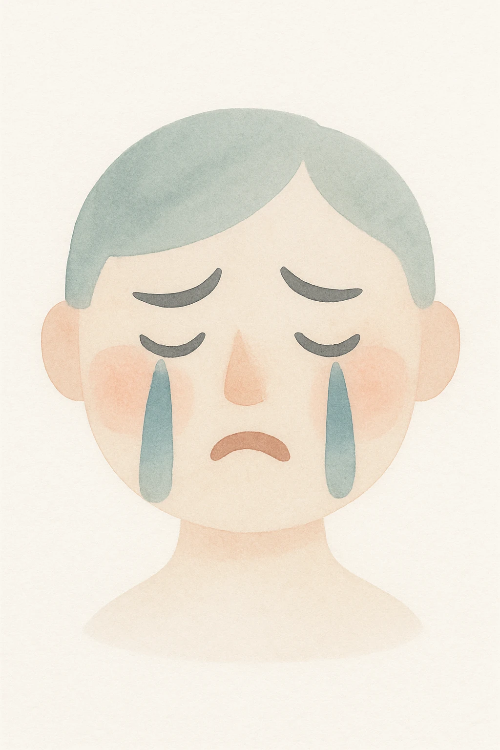 crying face, watercolor art style emoji