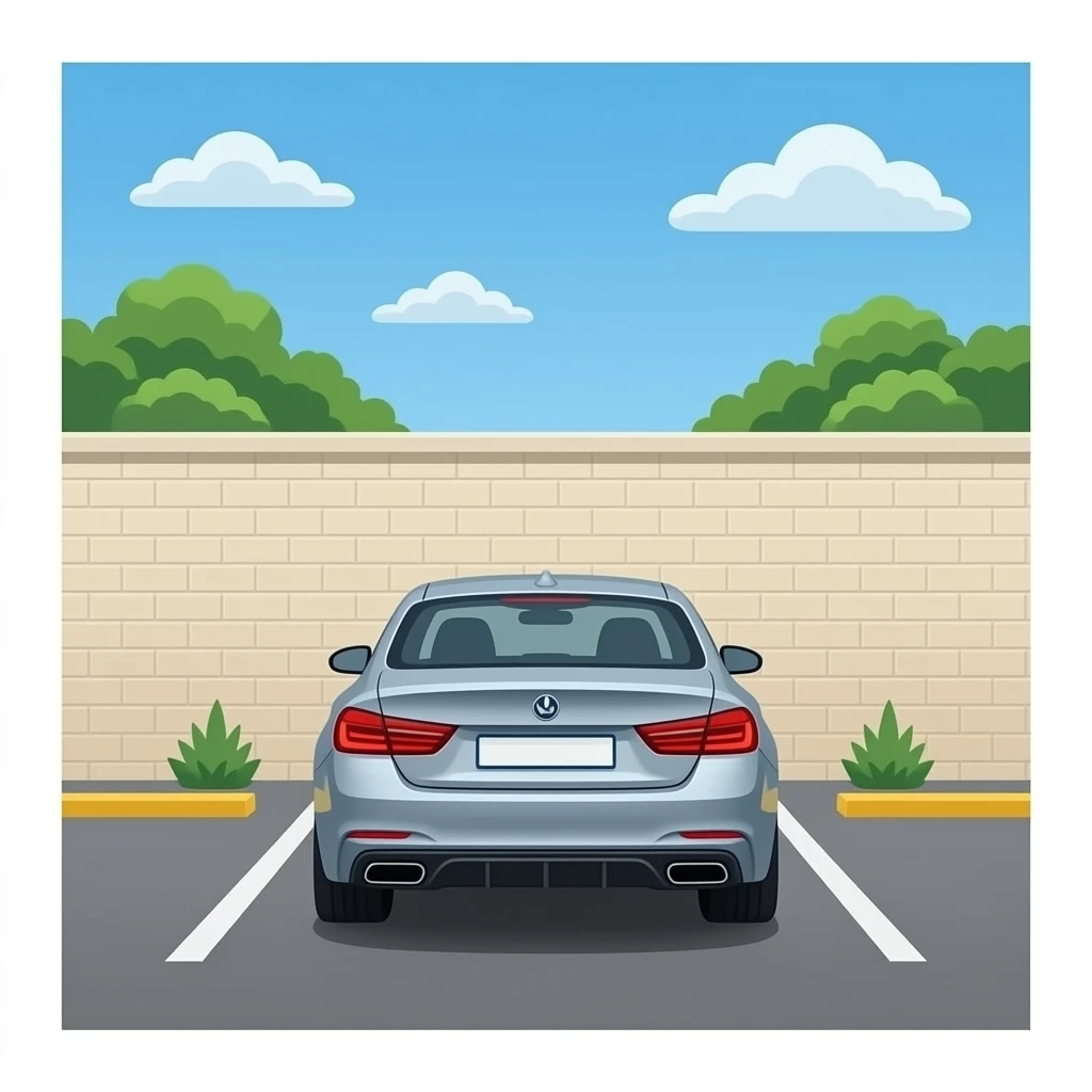 the back of the car touches the wall in the parking lot emoji
