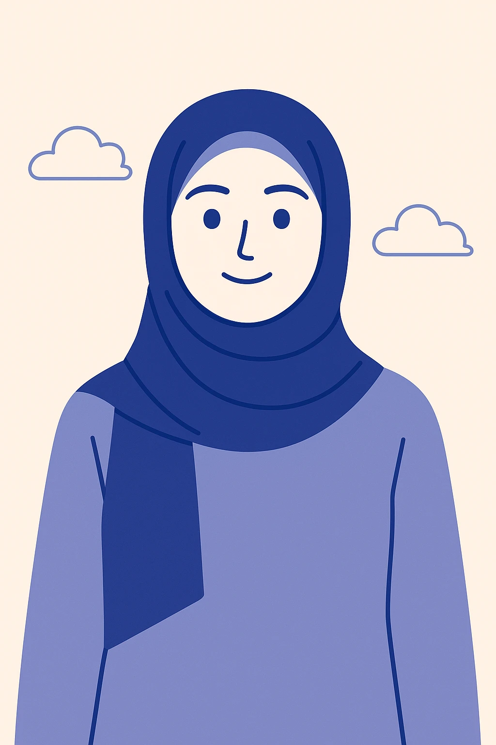 a hijabi, modern, friendly, simple background emoji