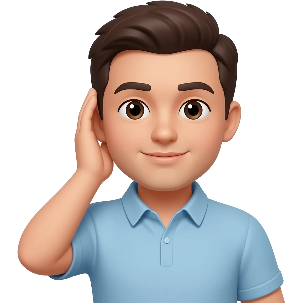 person listening with hand over ear emoji