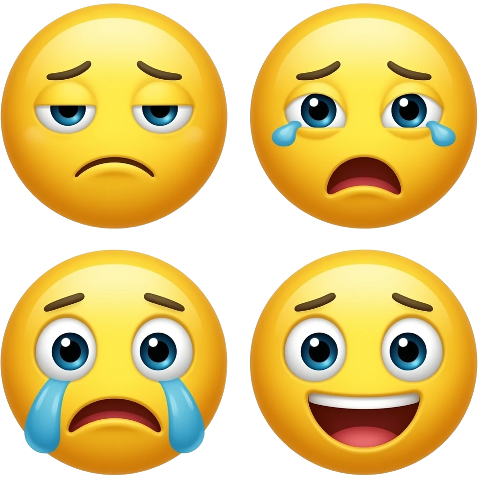 Quero um emoji cansado 😩 desanimado 😔 animado  pode ser a próprio caria de emoji amarela de sempre emoji