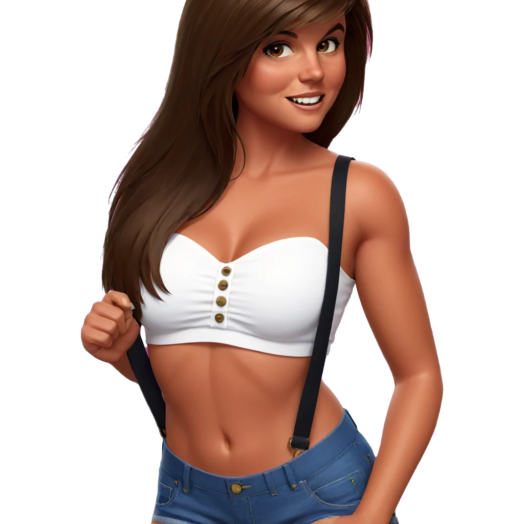 brown hair in denim shorts emoji