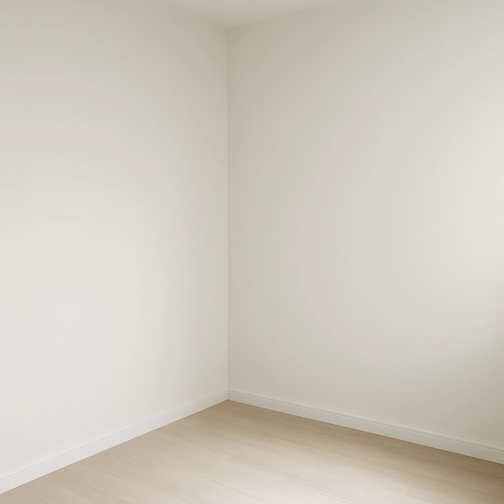 a room corner with two walls, high-angle view, empty and clean emoji