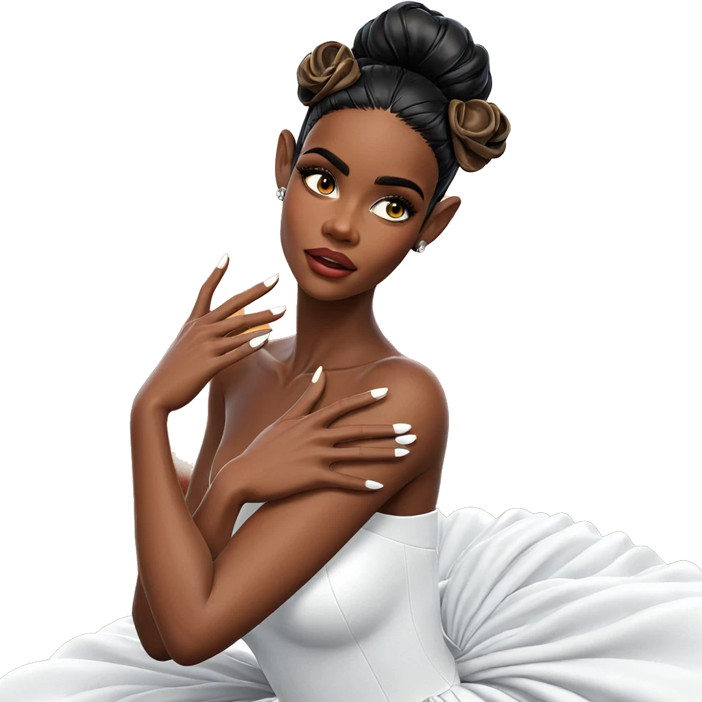 dark beauty in white dress emoji