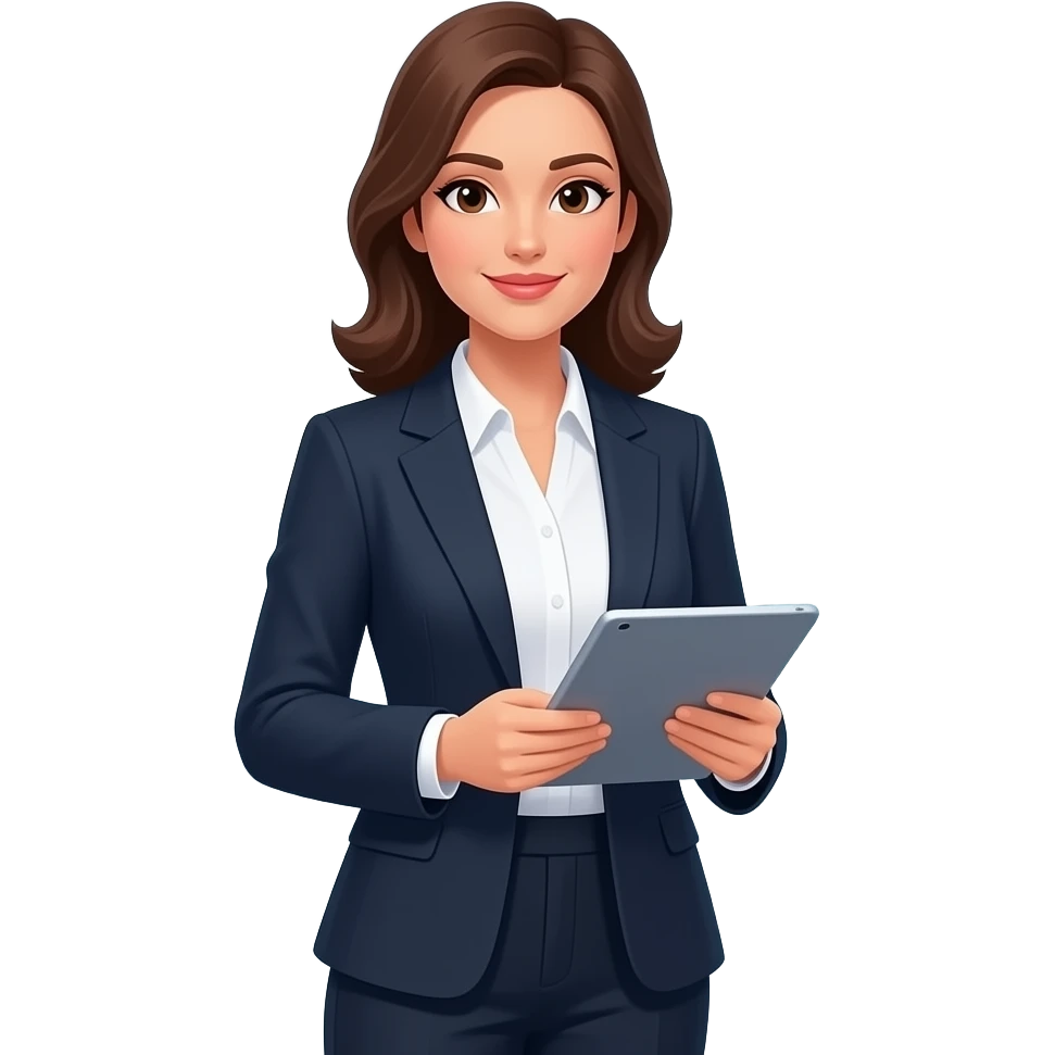 female operations manager, half body emoji