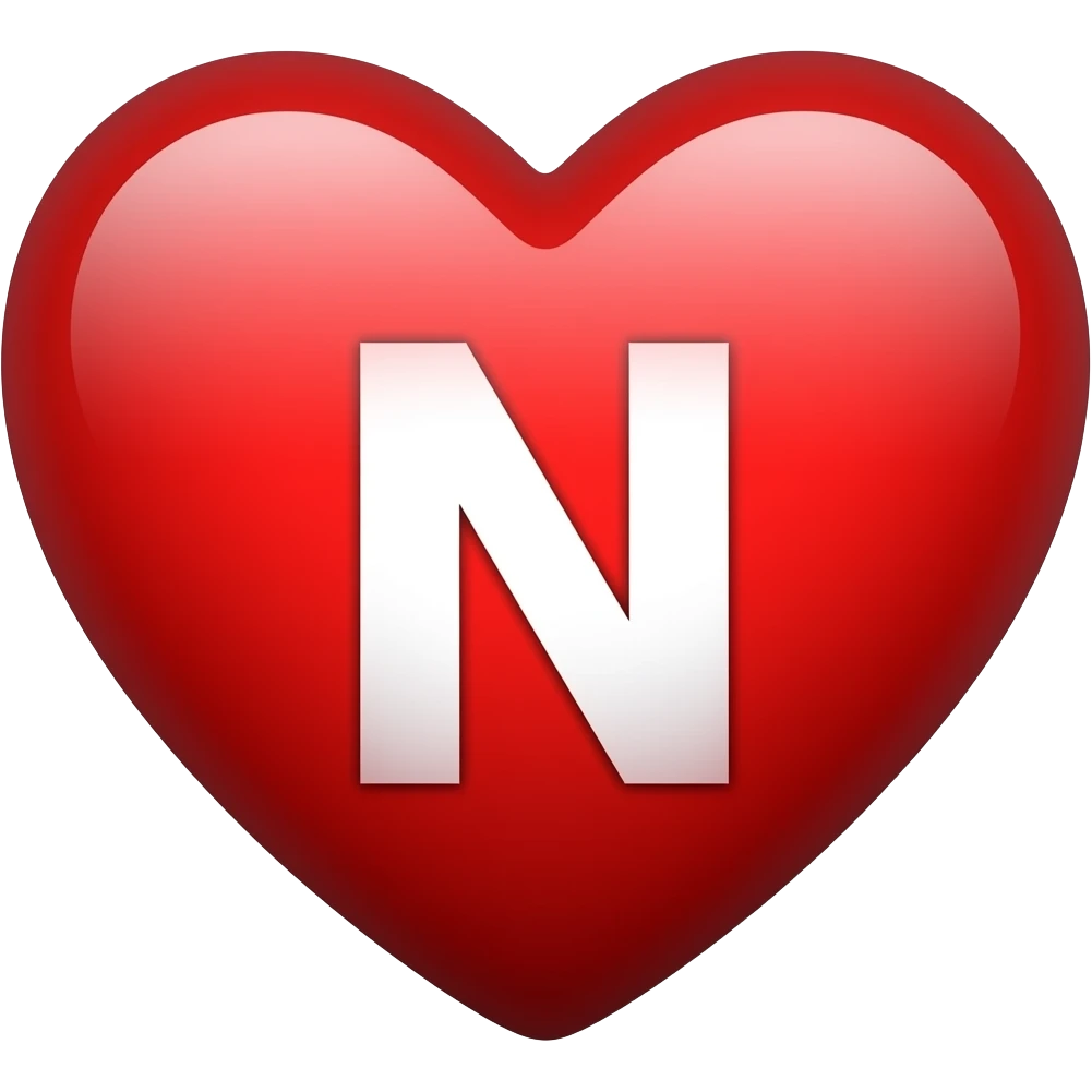 Coração vermelho com a letra N dentro emoji