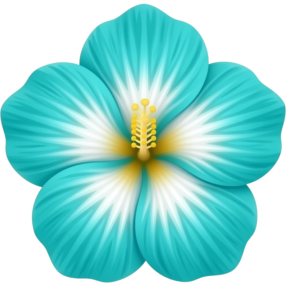 une fleur de d'hibiscus turquoise blanche et jaune emoji