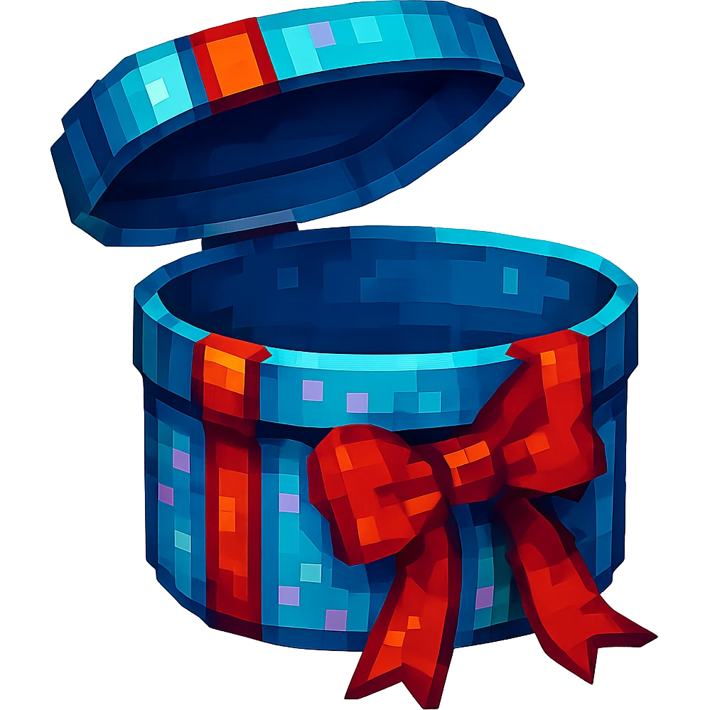 Make the gift open, keep the pixel art style, with no background. The style is pixel art with no text and concise details. emoji