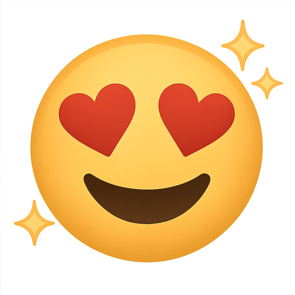 face with heart eyes and sparkles emoji, digital illustration emoji