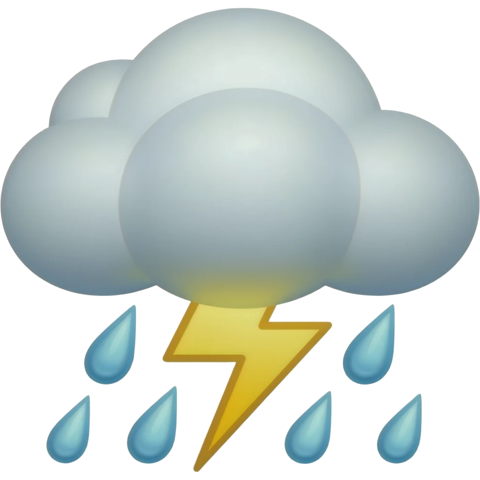 cloud with rain and lightning emoji