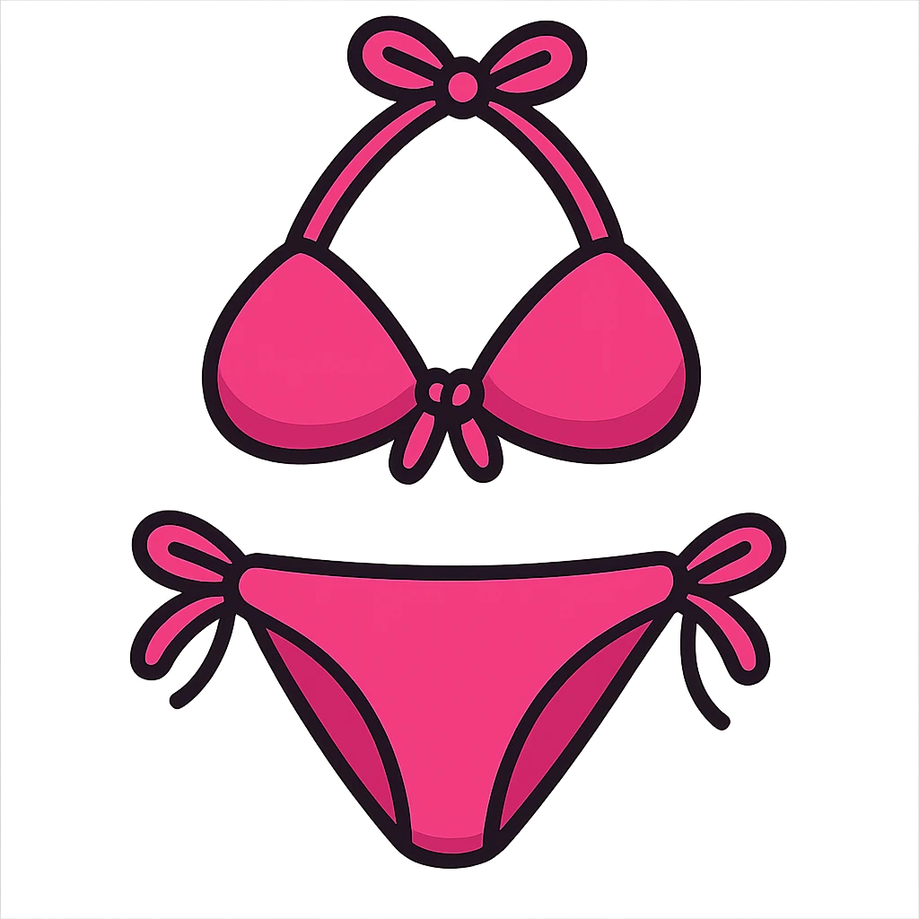 pink bikini, playful cartoon style emoji