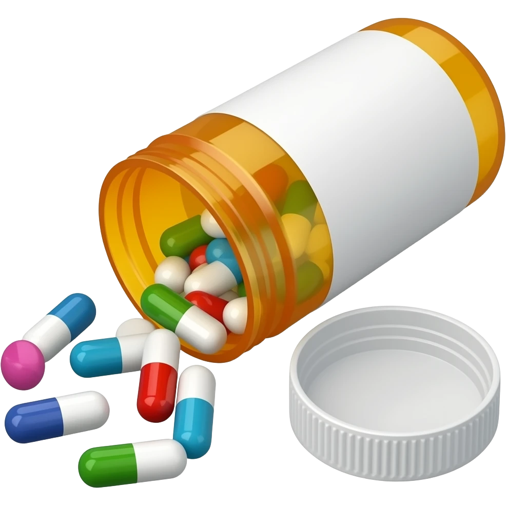 Spilled pill prescripton bottle emoji